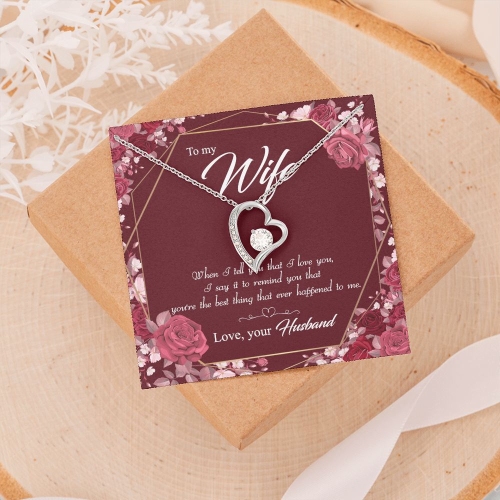 To My Wife Necklace Pendant Gift From Husbnd Habby Birthday Jewelry with Message Card and Gift Box. Wife Necklace Gift for Wife from Husband Valentine's Day Gift For Wife Future Wife Forever Love Necklace