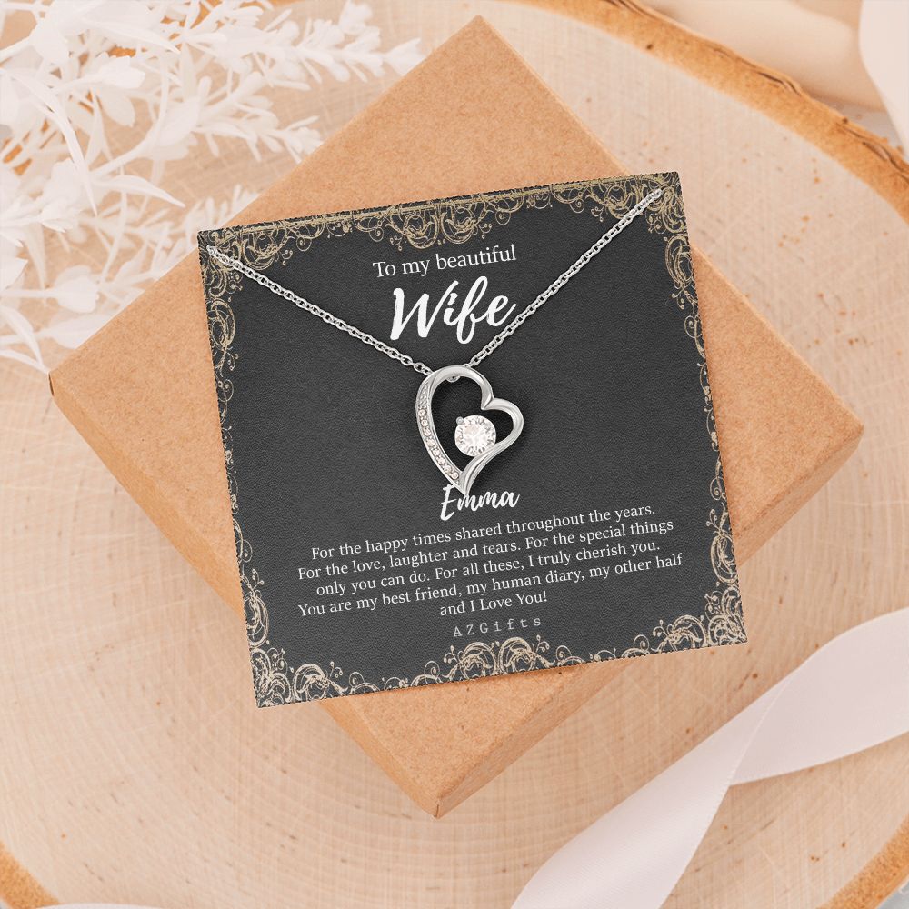 To My Wife Necklace from Husband, Personalized Necklace for Women, Luxury Necklace for Wife from Man Men, Wedding Anniversary Present For Wife, Beautiful Wife Jewelry Christmas Birthday Gifts For Wife9 Forever Love Necklace
