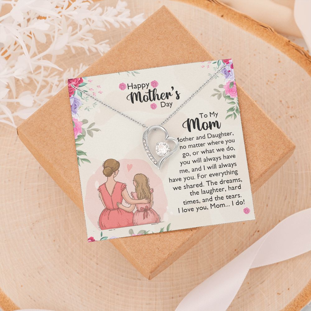 Mom Necklace Gifts for Mom from Daughter to Mom Gifts for Mothers Day from Daughter, To My Mom Necklace from Daughter to Mom Birthday Gifts Necklace with Message Card and Gift Box11 Forever Love Necklace