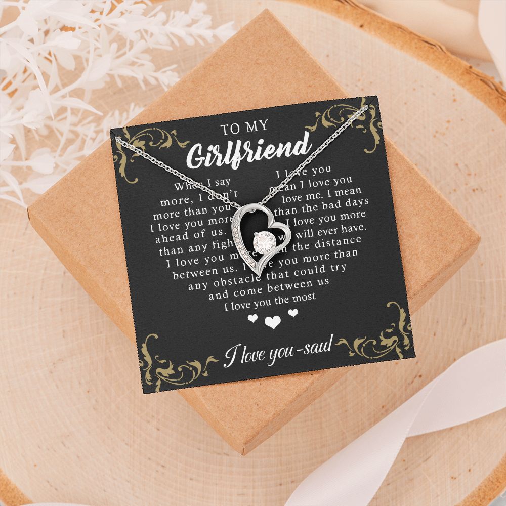 To My Girlfriend Necklace from Boyfriend, Personalized Necklace for Women, Luxury Necklace for Girlfriend, Wedding Anniversary Present For Her, Girlfriend Gift Jewelry Christmas Birthday Gift Forever Love Necklace