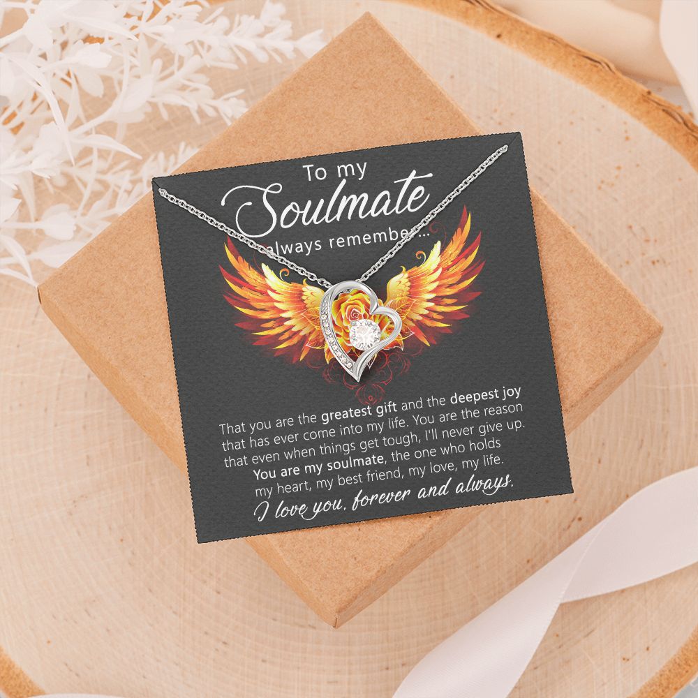 To My Soulmate Necklace for Women Birthday Christmas Jewelry Gifts For My Wife with Message Card Box Personalized Gift Present Pendant for Future Wife Soulmate Girlfriend Love 22 Forever Love Necklace