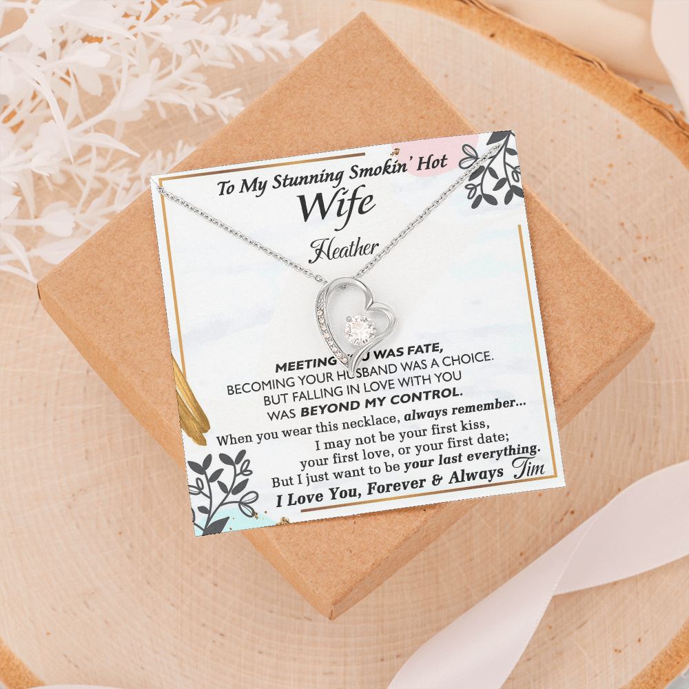To My Wife Necklace from Husband, Personalized Necklace for Women, Luxury Necklace for Wife from Man Men, Wedding Anniversary Present For Wife, Beautiful Wife Jewelry Christmas Birthday Gift For Wife22 Forever Love Necklace