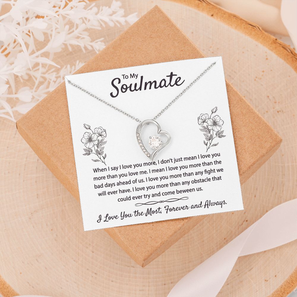To My Soulmate Necklace for Women Birthday Christmas Jewelry Gifts For My Wife with Message Card Box Personalized Gift Present Pendant for Future Wife Soulmate Girlfriend Love 9 Forever Love Necklace