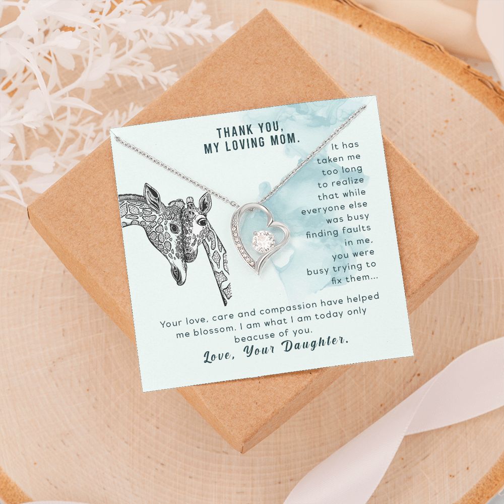 To My Thank You My Loving Mom Giraffe Necklace Pendant Gift From Mom Necklace Gift For To Daughter Birthday Daughter In Law Gift On Birthday Anniversary Gift 30821 Forever Love Necklace