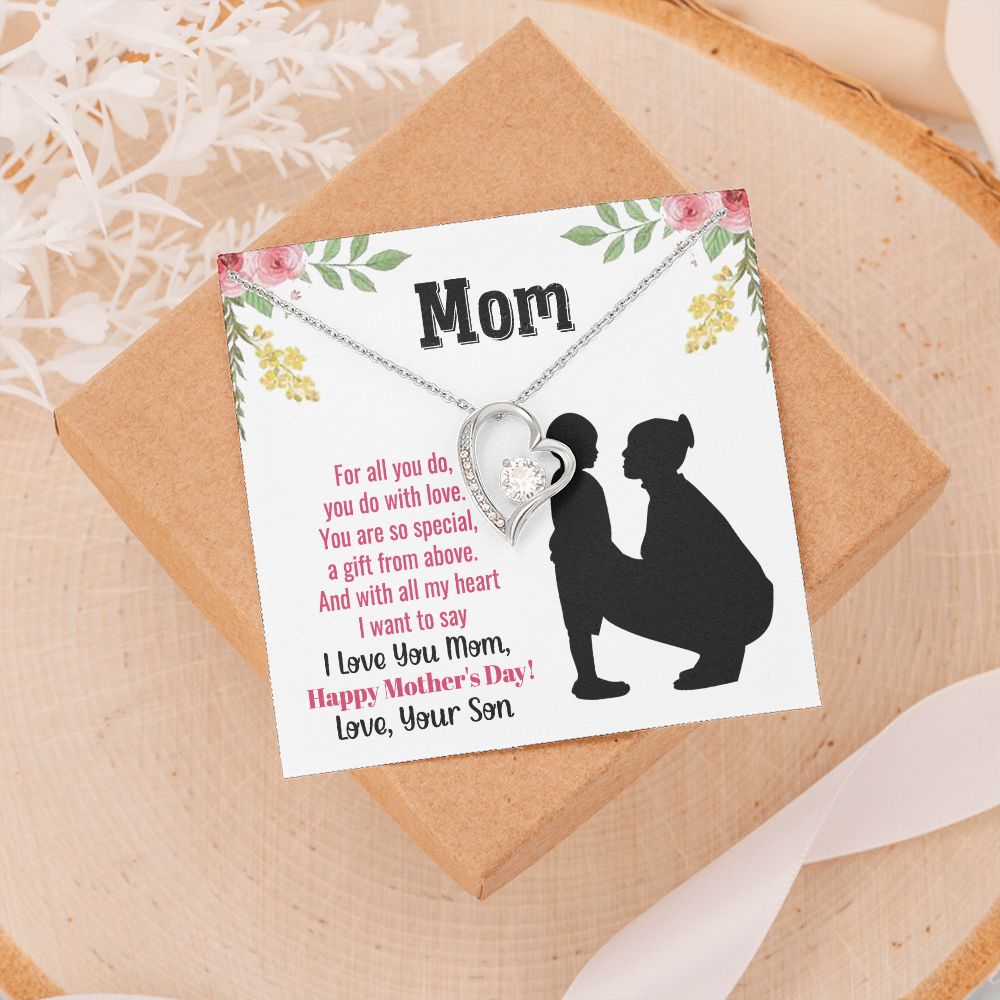 To My Mom Necklace, Gift For Mom, Mother's Day Gift from Daughter, Mom Jewelry Gift for Mothers Day, Birthday Gift for Mother, Moms Gift from Daughter Son, Necklace for Mom Mother22 Forever Love Necklace