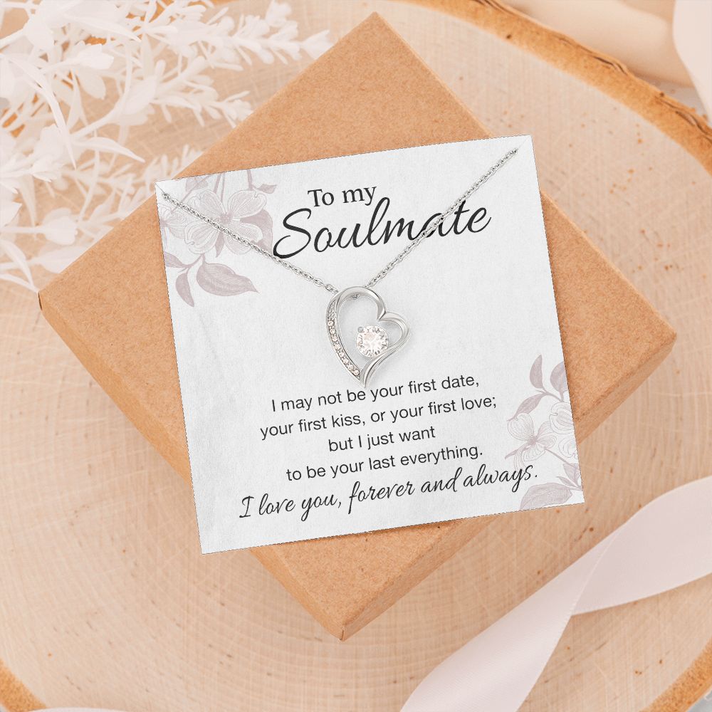 To My Soulmate Necklace for Women Birthday Valentines Day Jewelry Gifts For My Wife with Message Card Box Personalized Gift Present Pendant for Future Wife Soulmate Girlfriend Love 3 Forever Love Necklace