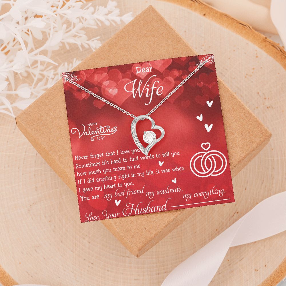 To My Wife Necklace, Wedding Anniversary Jewelry For Women, Necklace For Wife from Husband, Gift For Wife Birthday Gifts From Husband Necklace, Jewelry With Message Card In A Gift Box4 Forever Love Necklace