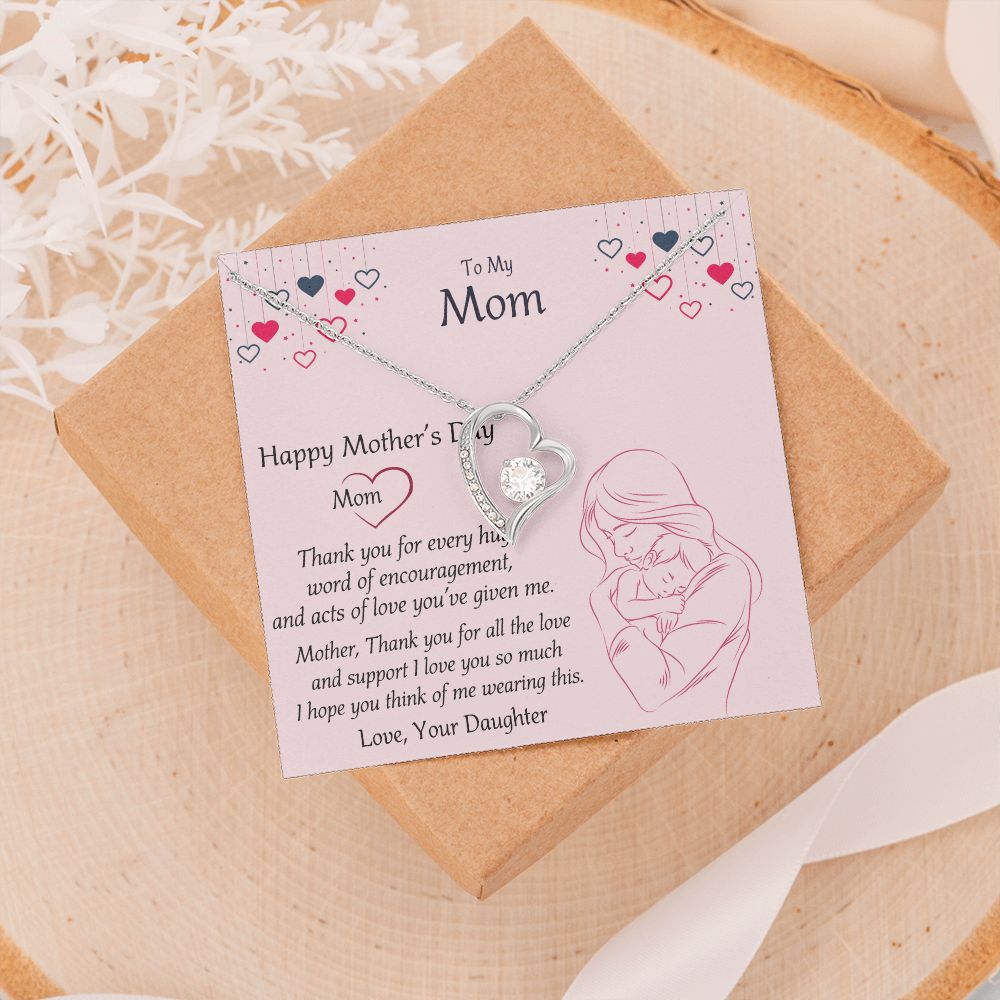Mom Necklace Gifts for Mom from Daughter to Mom Gifts for Mothers Day from Daughter, To My Mom Necklace from Daughter to Mom Birthday Gifts Necklace with Message Card and Gift Box10 Forever Love Necklace