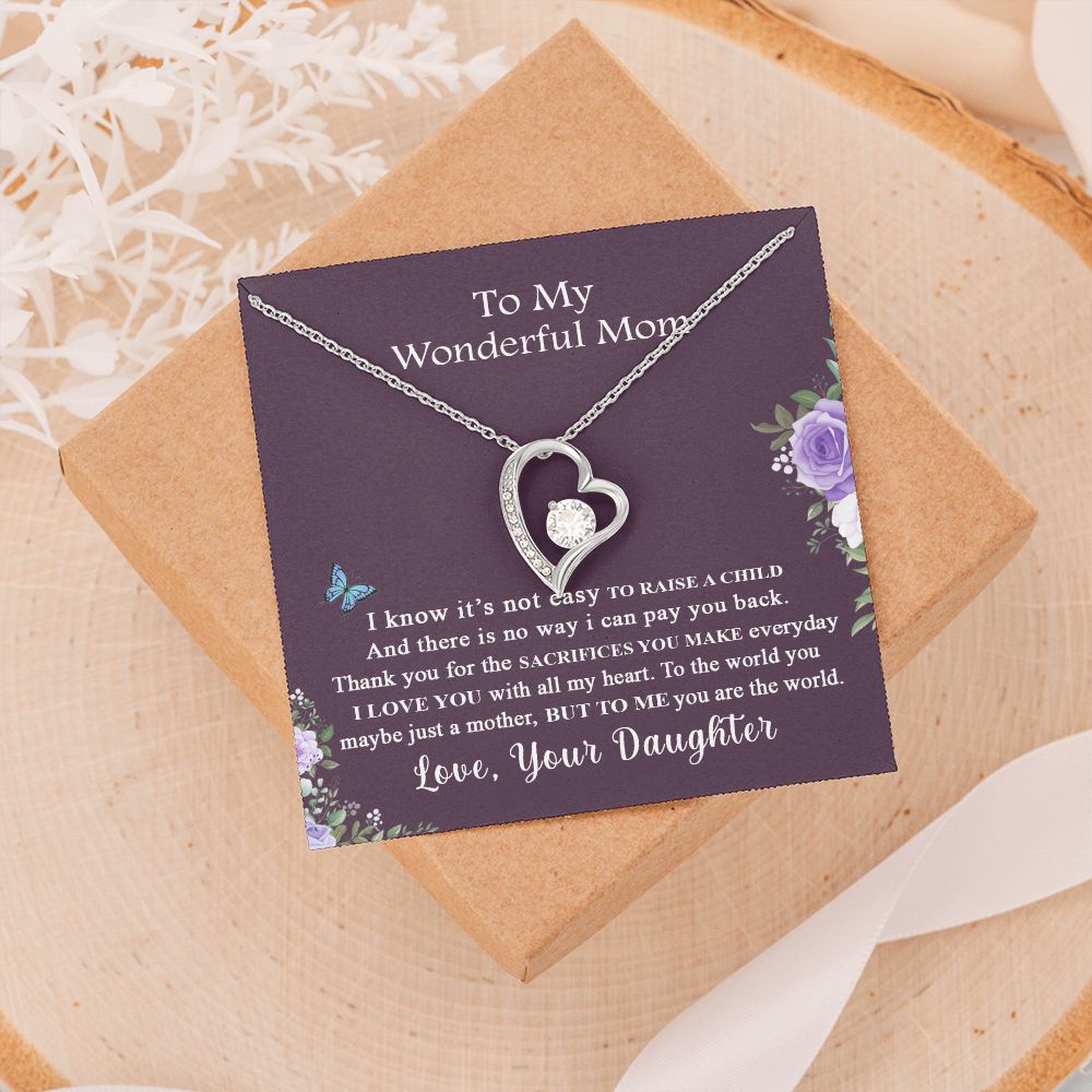Mom Necklace Gifts for Mom from Daughter to Mom Gifts for Mothers Day from Daughter, To My Mom Necklace from Daughter to Mom Birthday Gifts Necklace with Message Card and Gift Box2231 Forever Love Necklace
