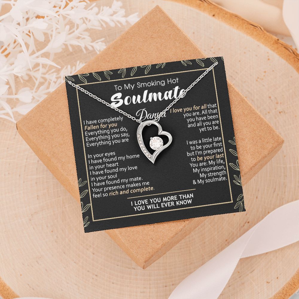 To My Smokin Hot Soulmate Necklace - Wife Gifts From Husband To My Wife Necklace, Gift for Her Romantic, Girlfriend Gifts Necklace for Wife from Men Includes Message Card and Gift Box 7 Forever Love Necklace