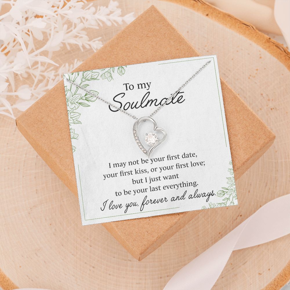 To My Soulmate Necklace for Women Birthday Christmas Jewelry Gifts For My Wife with Message Card Box Personalized Gift Present Pendant for Future Wife Soulmate Girlfriend Love 25 Forever Love Necklace