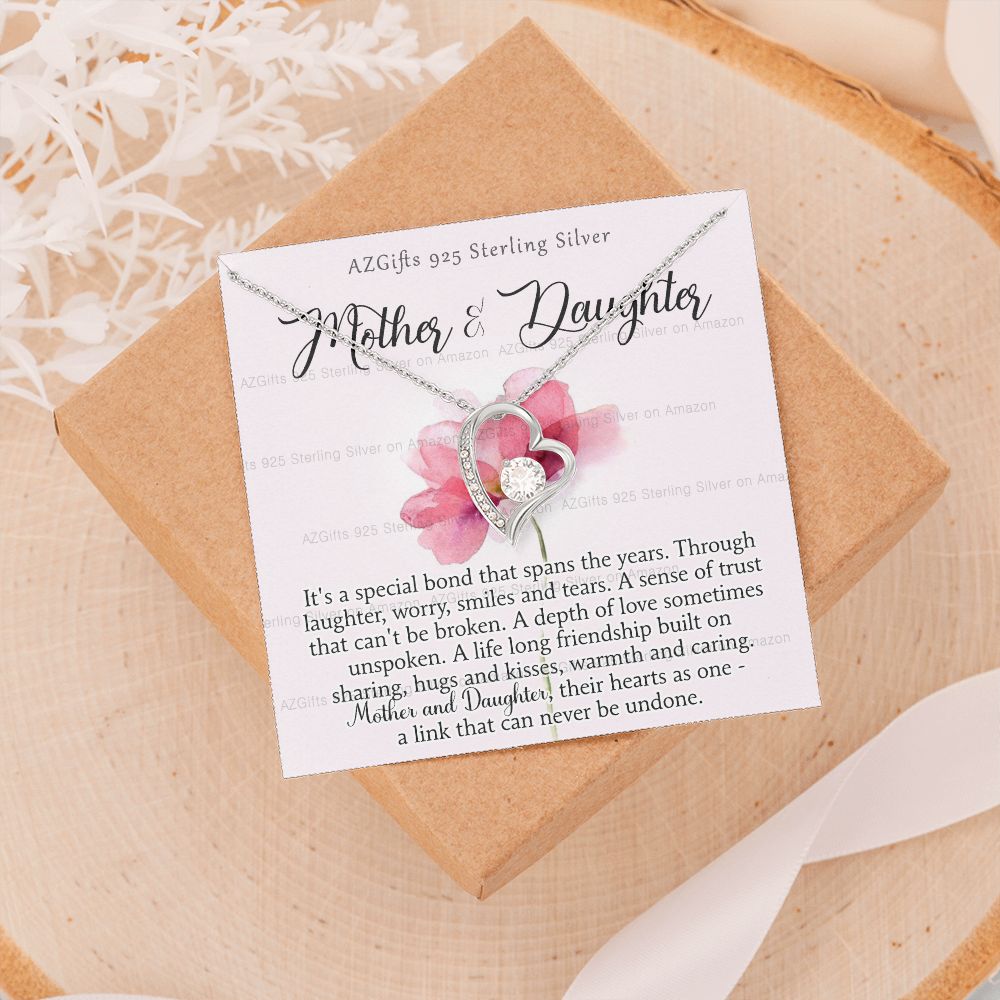 Mother Daughter Necklace with Message Card Mother Daughter Gift Mom Birthday Gift Necklace for Mom from Daughter Gift Birthday Gift for Mom Daughter Gift from Mom 301 Forever Love Necklace