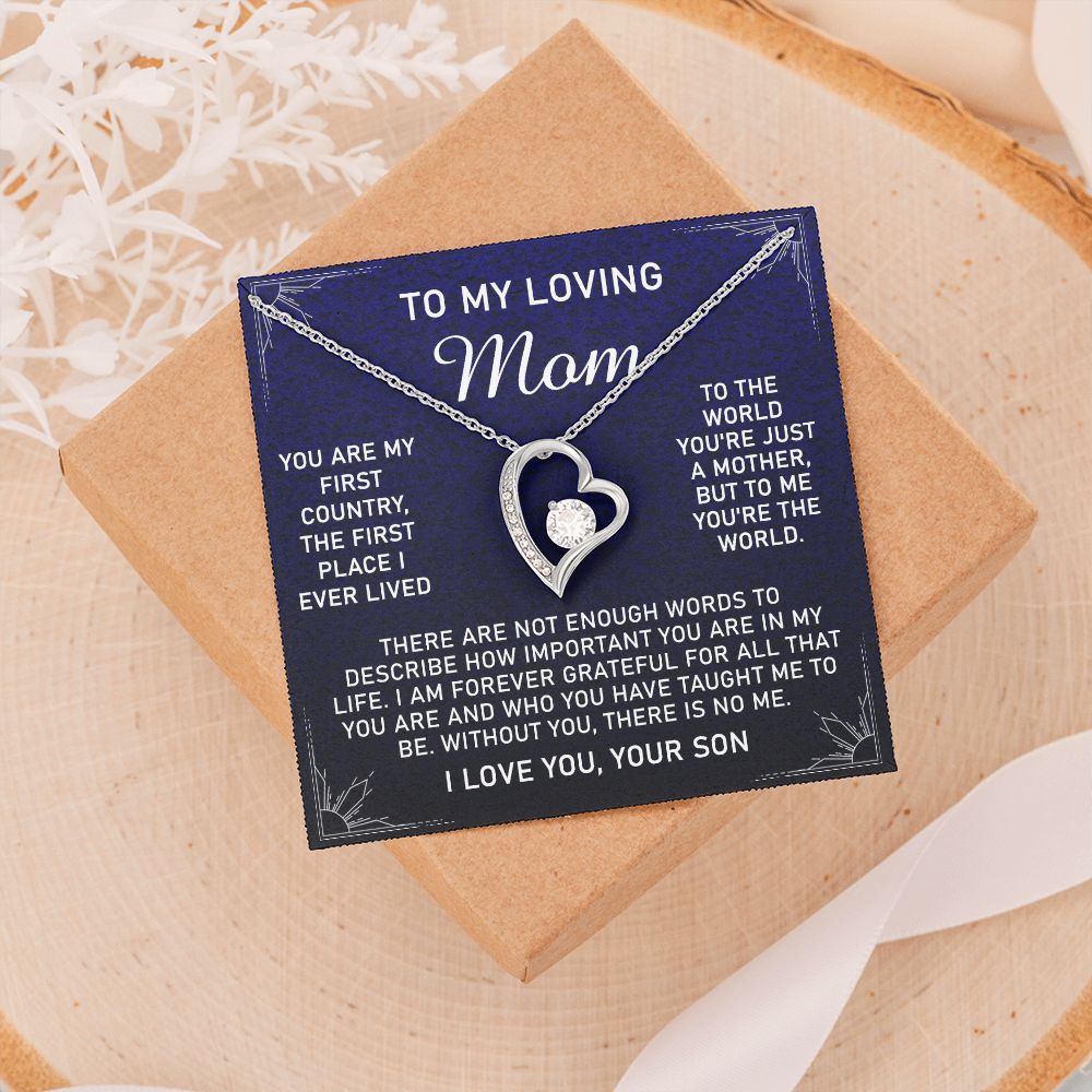 To My Loving Mom Necklace, Gift for Mom from Son, Mother's Day Jewelry Gift, Necklace for Mom Birthday Anniversary Mother's Day Jewelry Gift, To My Mom Necklace from Son Forever Love Necklace