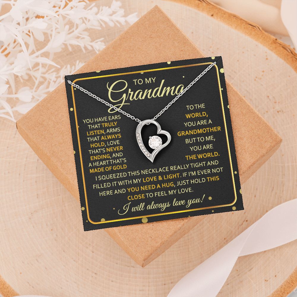 To My Grandma Necklace, Gift for Grandmother Necklace, Mothers Day Gift For Grandma Nana, Grandma Jewelry From Grandchildren GrandKids , Jewelry Box Gift For Grandma Grandmother7 Forever Love Necklace