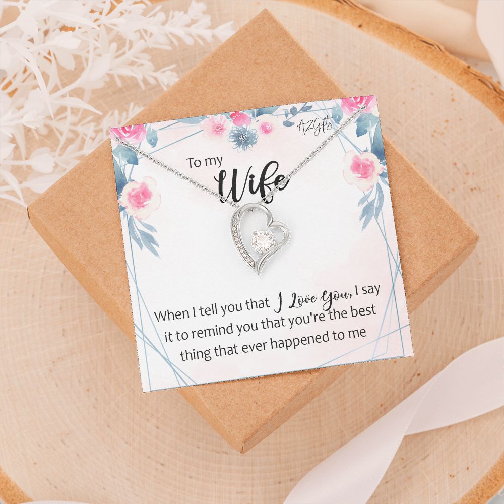 To My Wife Necklace from Husband, Personalized Necklace for Women, Luxury Necklace for Wife from Man Men, Wedding Anniversary Present For Wife, Beautiful Wife Jewelry Christmas Birthday Gifts For Wife Forever Love Necklace