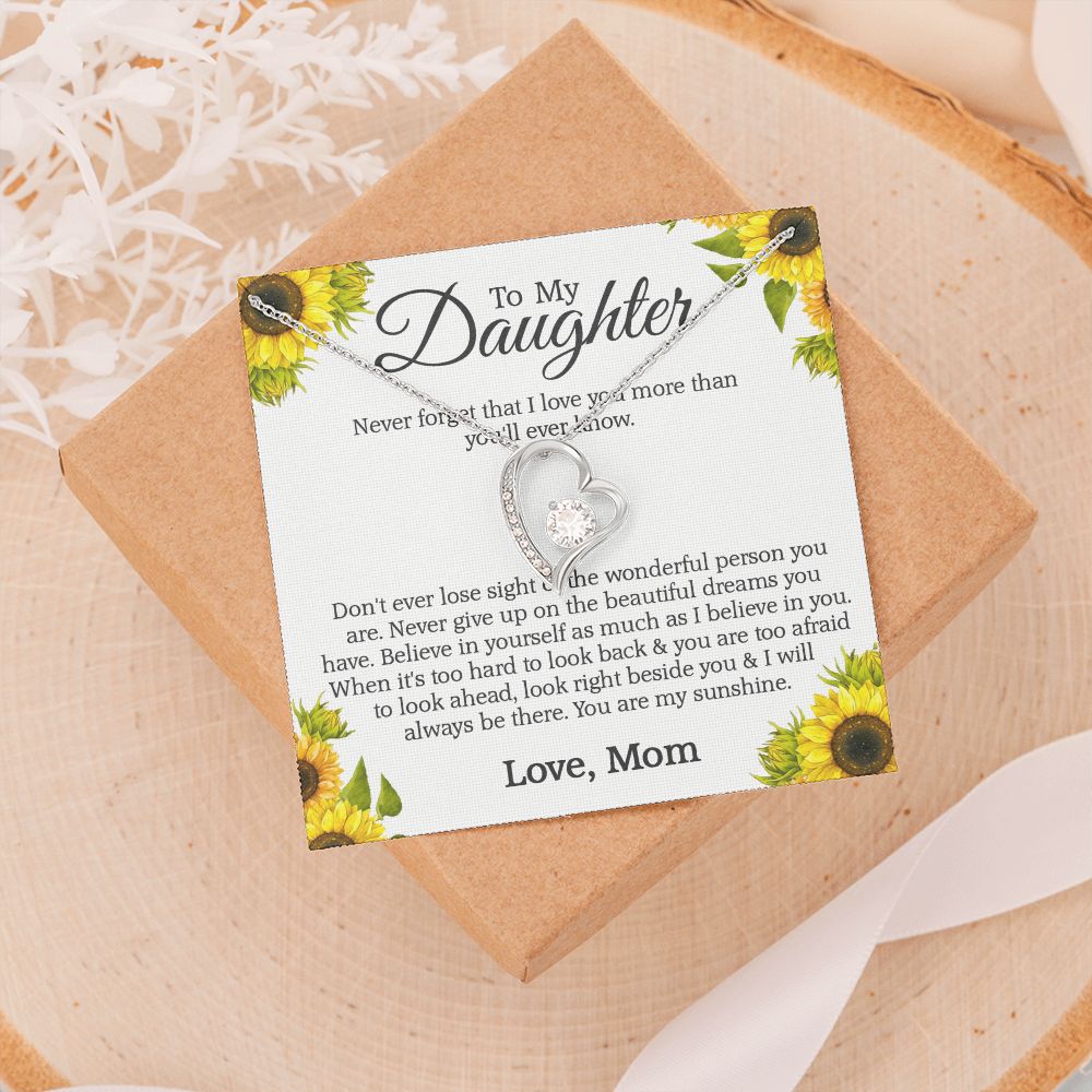 Mother Daughter Gift Ideas, To My Daughter Gift Necklace from Mom, Jewelry Pendant Present for Daughter, Birthday Christmas Gift Graduation Gifts for Daughters, Mother and Daughter Necklace 2132 Forever Love Necklace