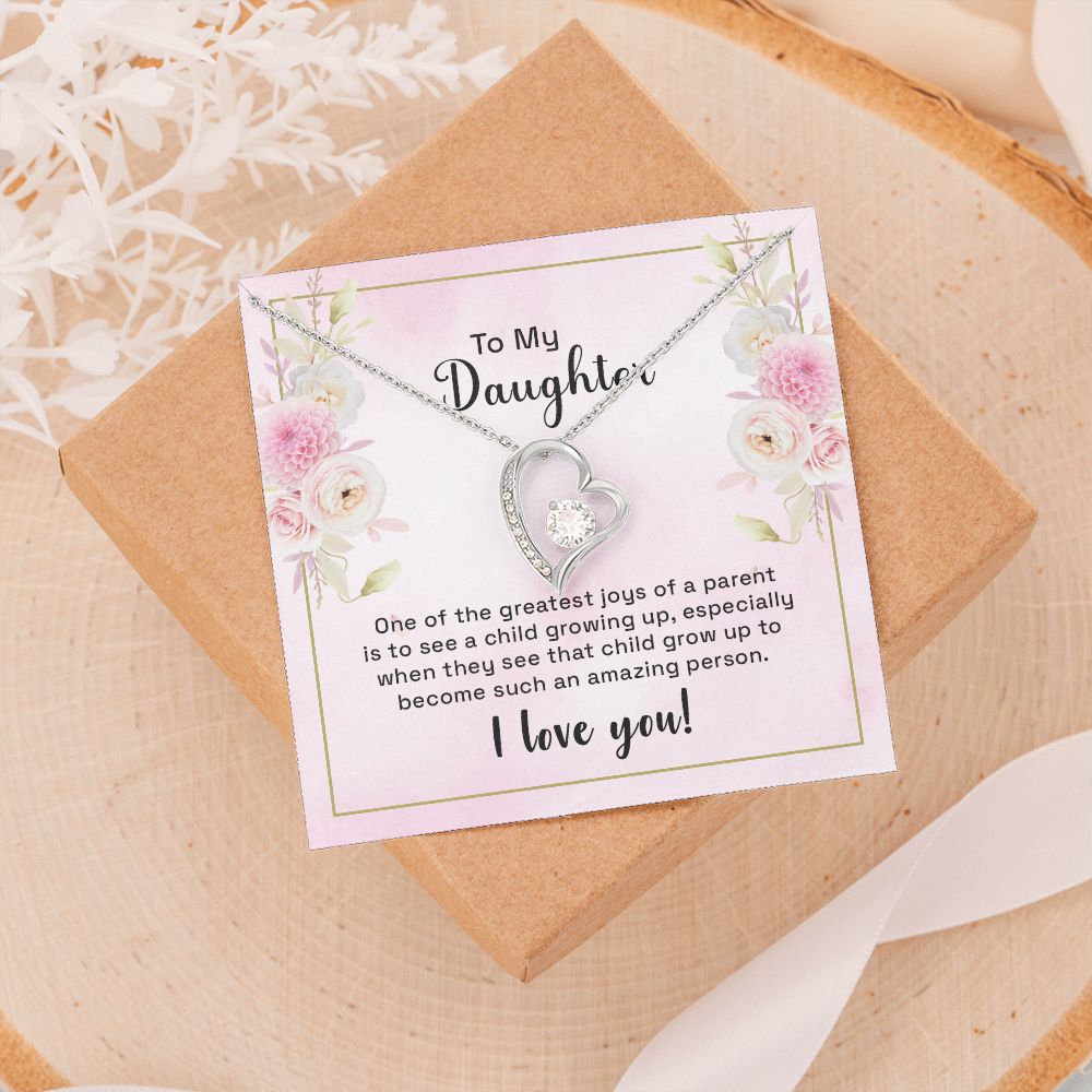 Mother and Daughter Necklace for Girls, To My Daughter Gift Necklace from Mom, Birthday Christmas Gift Graduation Gifts for Daughters, Jewelry Pendant Present for Daughter, Mother Daughter Gift 44 Forever Love Necklace