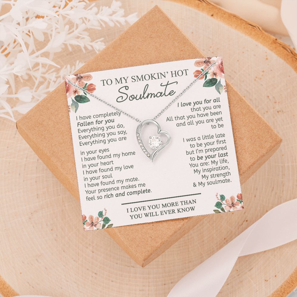 To My Smokin Hot Soulmate Necklace - Wife Gifts From Husband To My Wife Necklace, Gift for Her Romantic, Girlfriend Gifts Necklace for Wife from Men Includes Message Card and Gift Box 20 Forever Love Necklace