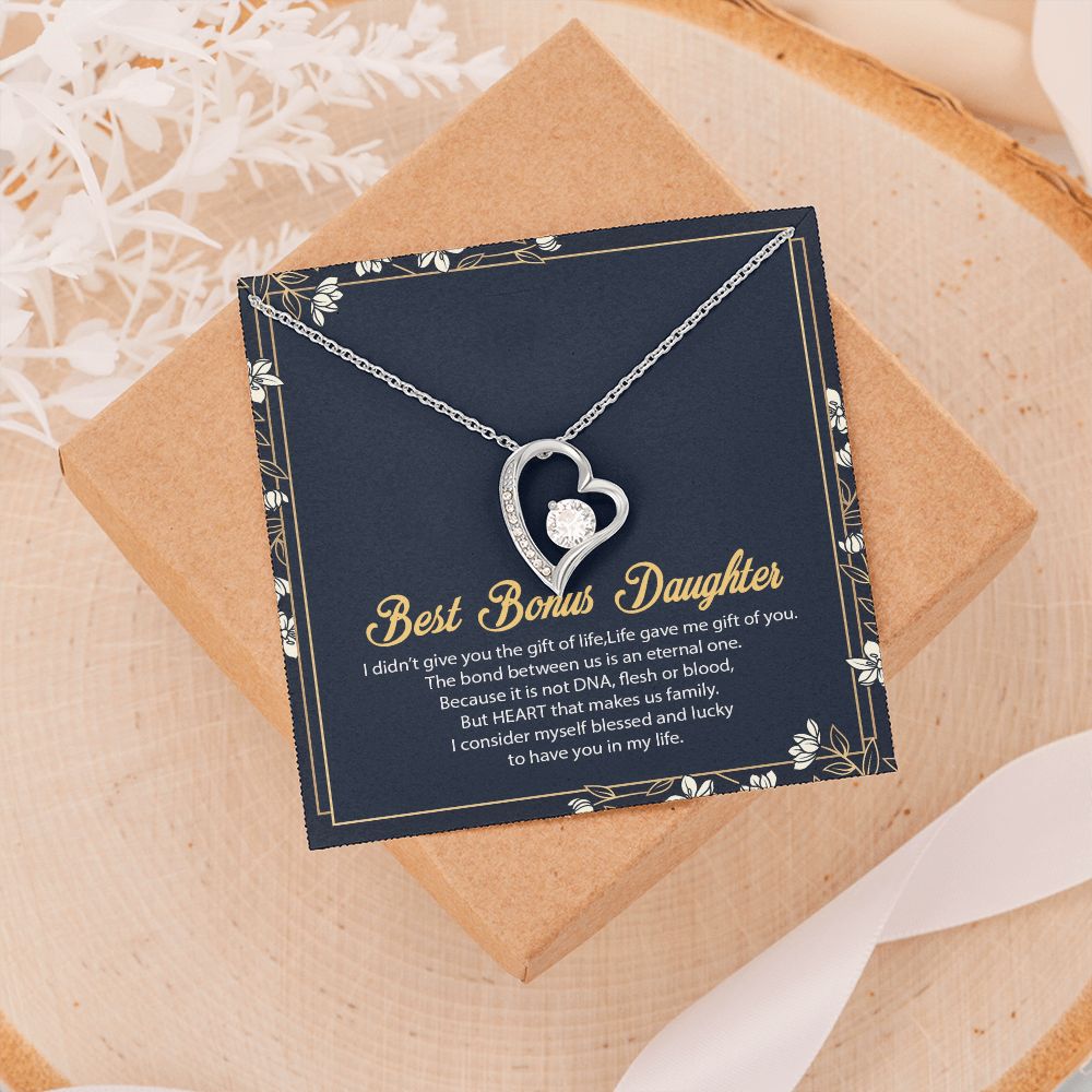 Bonus Daughter Gifts From Stepdad, Step Daughter Gifts From Stepmom, Stepdaughter Gifts From Stepdad, Father Stepdaughter Necklace, To My Bonus Daughter Necklaces, Christmas Gifts For Bonus8 Forever Love Necklace