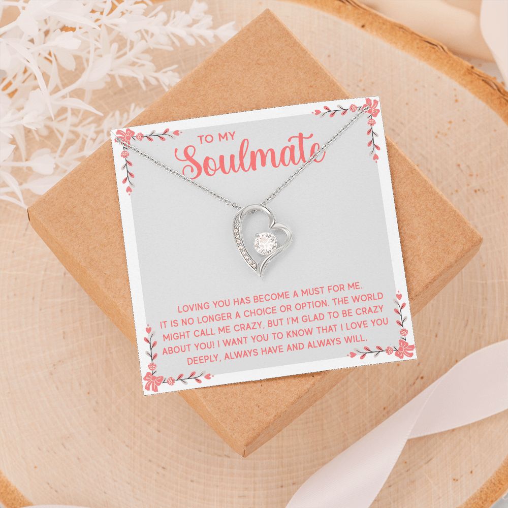 To My Soulmate Necklace for Women Birthday Christmas Jewelry Gifts For My Wife with Message Card Box Personalized Gift Present Pendant for Future Wife Soulmate Girlfriend Love 14 Forever Love Necklace