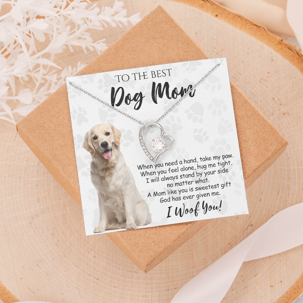 To The Best Golden Retriever Dog Mom Knot Necklace Mother's Day Gift , I Woof You Gift Card, Message Card Jewelry For Dog Lovers, Necklace For Mom Forever Love Necklace
