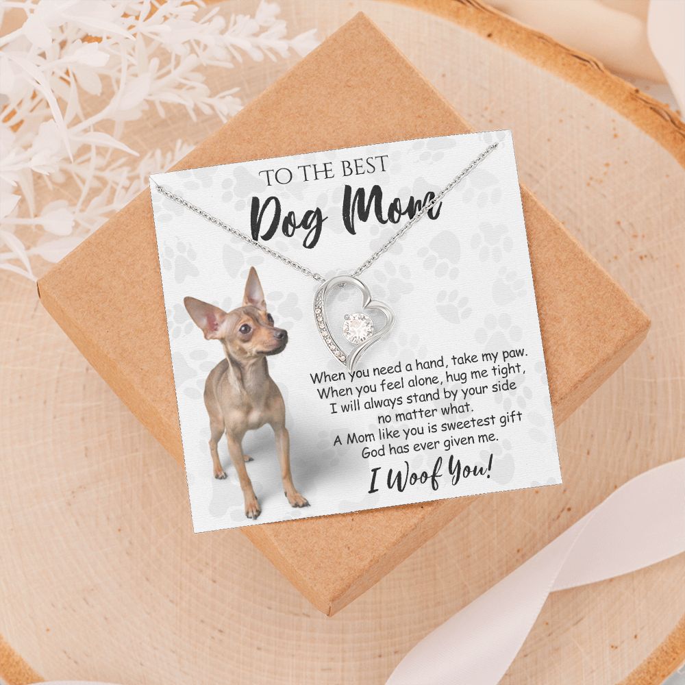 To The Best Chihuahua Dog Mom Knot Necklace Mother's Day Gift , I Woof You Quote Gift Card, Message Card Jewelry For Dog Lovers, Necklace For Mom Forever Love Necklace
