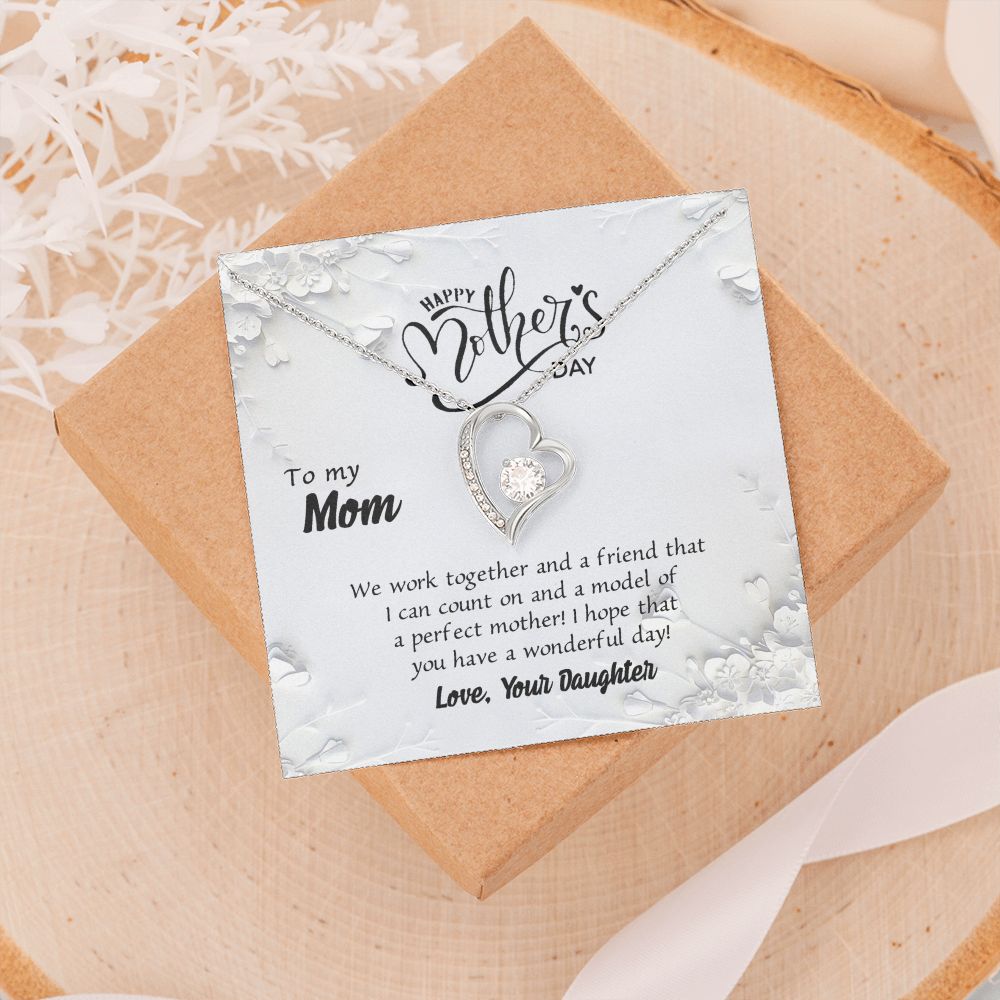 To My Mom Necklace Pendant Gift From Daughter And Happy Mother's Day Gift For Mom Birthday, Anniversary Together And A Friend Forever Love Necklace