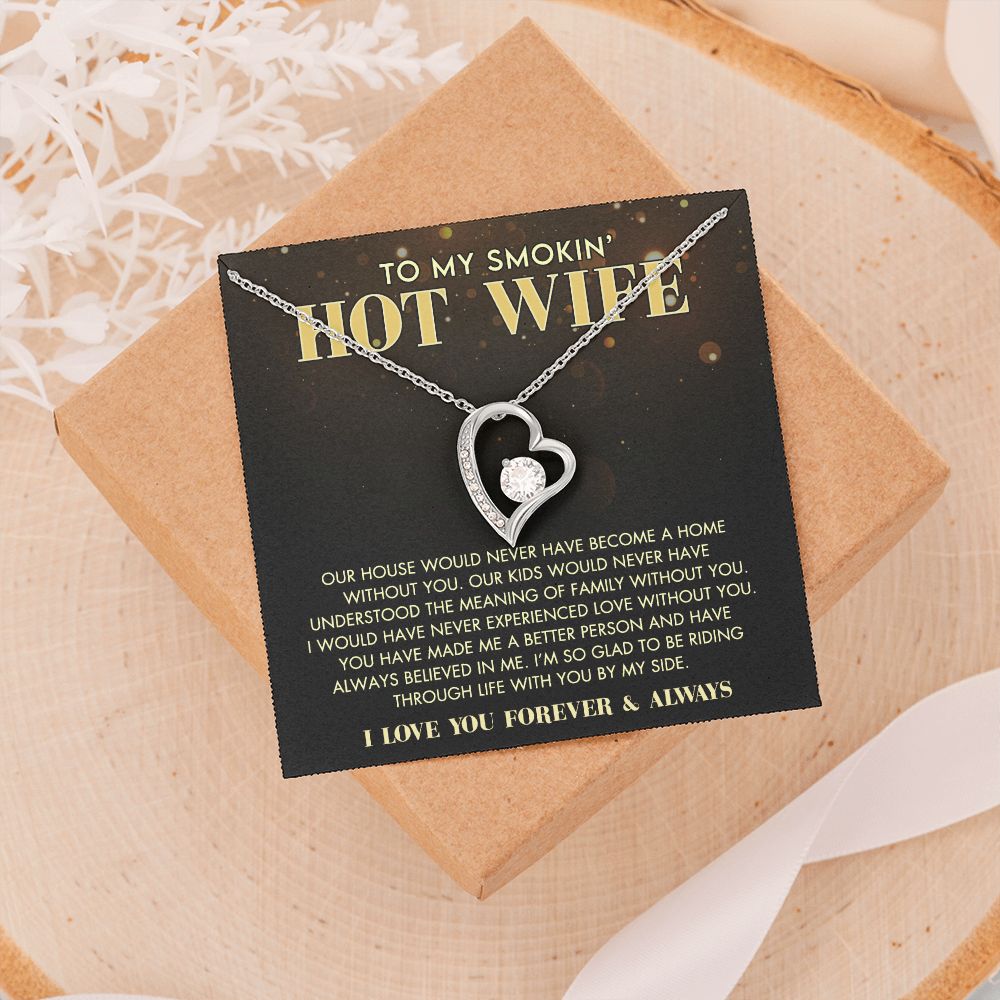 To My Wife Necklace from Husband, Personalized Necklace for Women, Luxury Necklace for Wife from Man Men, Wedding Anniversary Present For Wife, Beautiful Wife Jewelry Christmas Birthday Gift For Wife11 Forever Love Necklace