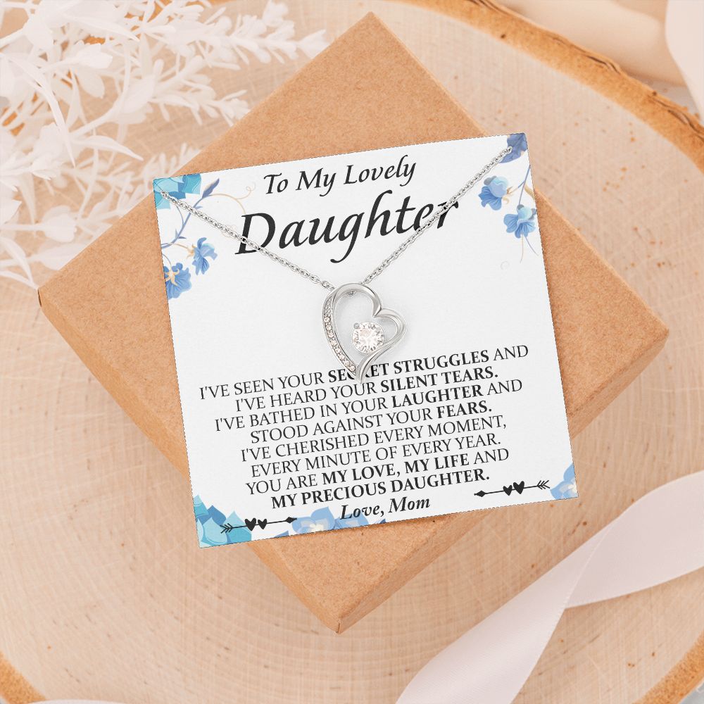 Mother and Daughter Necklace for Girls, To My Daughter Gift Necklace from Mom, Birthday Christmas Gift Graduation Gifts for Daughters, Jewelry Pendant Present for Daughter, Mother Daughter Gift 41 Forever Love Necklace