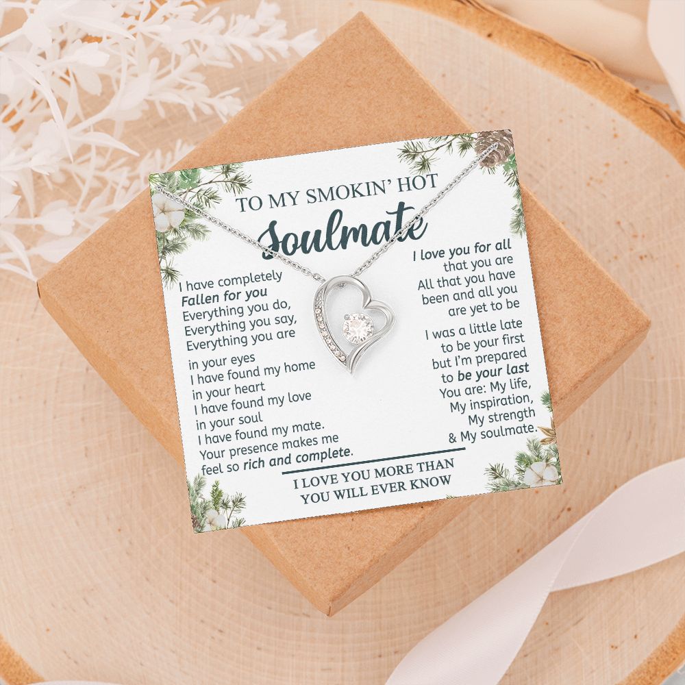 To My Smokin Hot Soulmate Necklace - Wife Gifts From Husband To My Wife Necklace, Gift for Her Romantic, Girlfriend Gifts Necklace for Wife from Men Includes Message Card and Gift Box 11 Forever Love Necklace