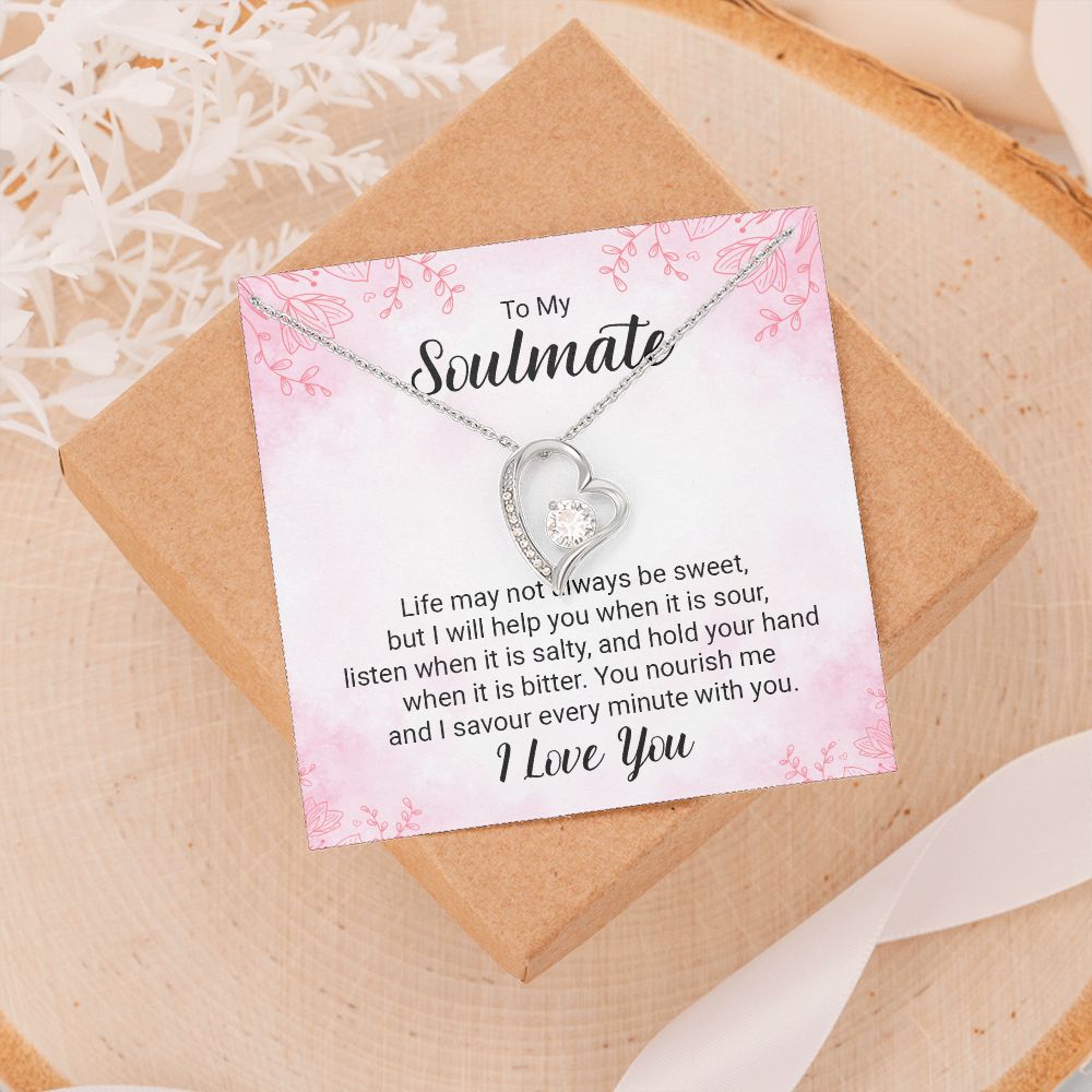 To My Soulmate Necklace for Women Birthday Christmas Jewelry Gifts For My Wife with Message Card Box Personalized Gift Present Pendant for Future Wife Soulmate Girlfriend Love 15 Forever Love Necklace