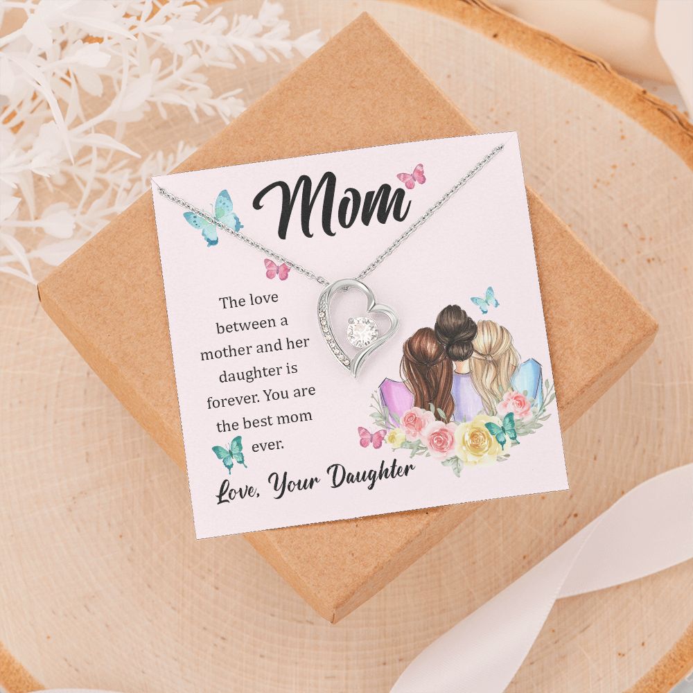 Mom Necklace Gifts for Mom from Daughter to Mom Gifts for Mothers Day from Daughter, To My Mom Necklace from Daughter to Mom Birthday Gifts Necklace with Message Card and Gift Box21 Forever Love Necklace
