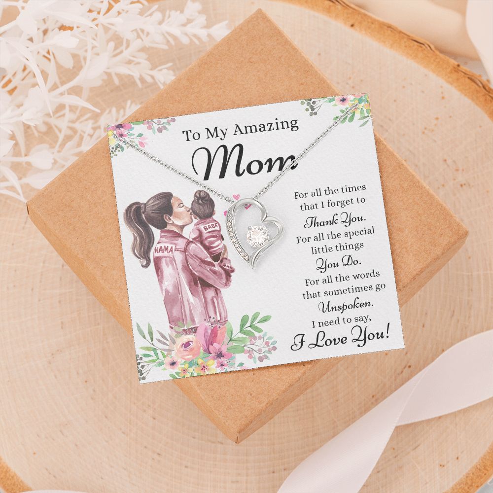 Mom Necklace Gifts for Mom from Daughter to Mom Gifts for Mothers Day from Daughter, To My Mom Necklace from Daughter to Mom Birthday Gifts Necklace with Message Card and Gift Box2240 Forever Love Necklace