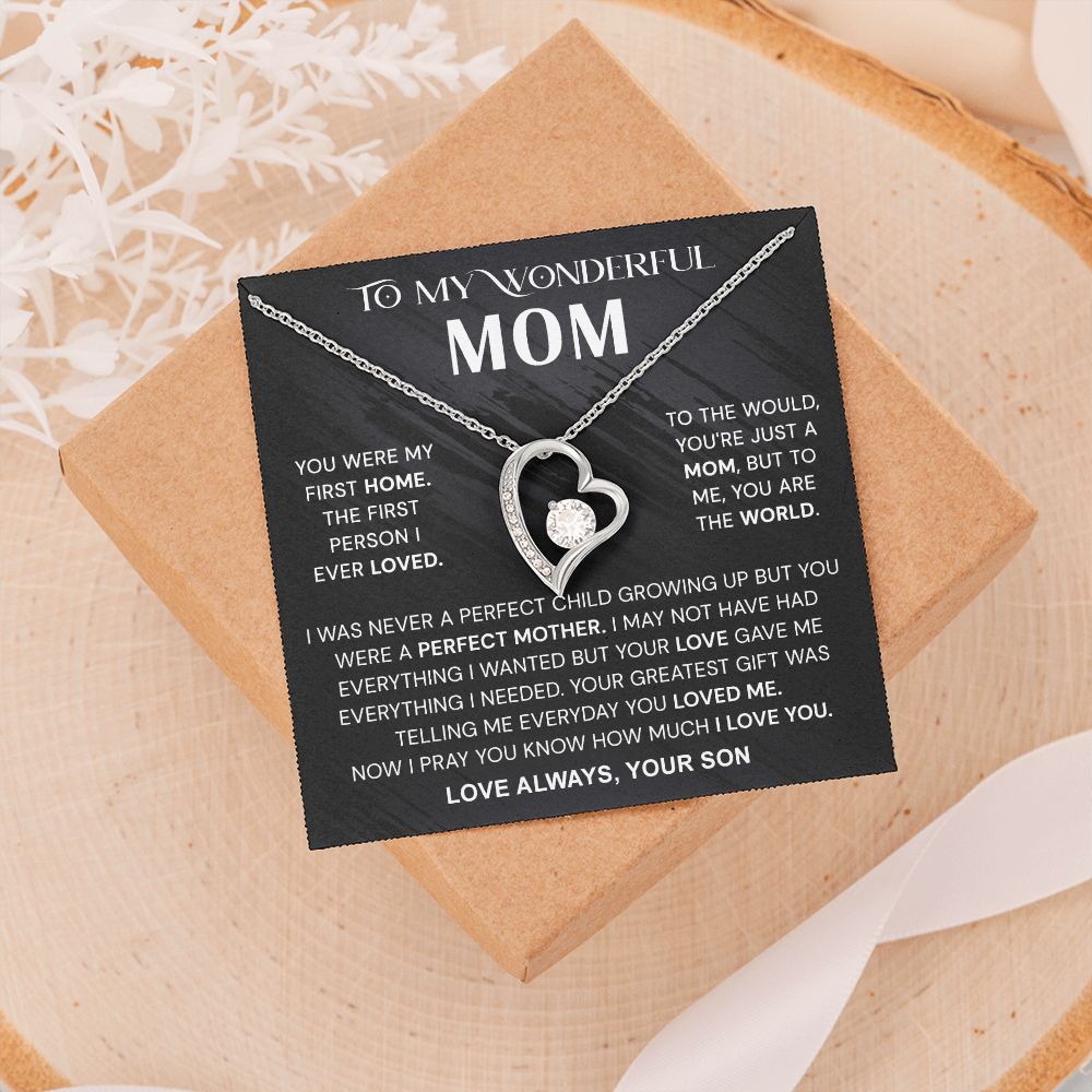 To My Wonderful Mom Necklace, Mom From Son Gift, Gift for Mother's Day From Son, Gift for Mom, Mother Gift from Son Necklace, Son to Mom Gifts, Mom gifts, Mothers Day Gift From Son Forever Love Necklace