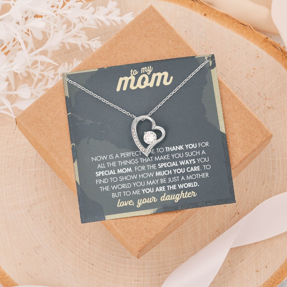 Mom Necklace Gifts for Mom from Daughter to Mom Gifts for Mothers Day from Daughter, To My Mom Necklace from Daughter to Mom Birthday Gifts Necklace with Message Card and Gift Box2237 Forever Love Necklace