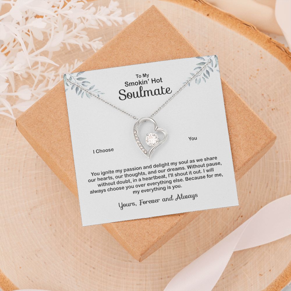 To My Soulmate Necklace for Women Birthday Valentines Day Jewelry Gifts For My Wife with Message Card Box Personalized Gift Present Pendant for Future Wife Soulmate Girlfriend Love 4 Forever Love Necklace