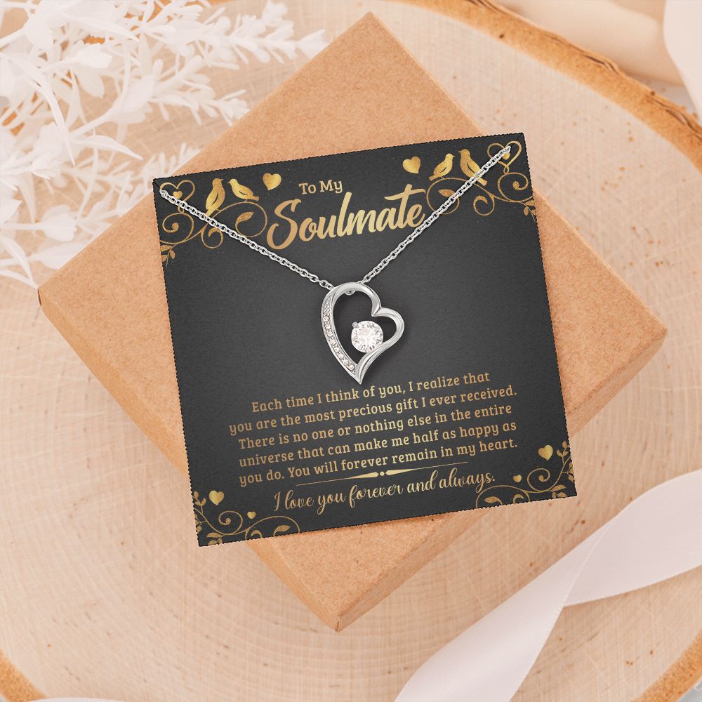 To My Soulmate Necklace for Women Birthday Christmas Jewelry Gifts For My Wife with Message Card Box Personalized Gift Present Pendant for Future Wife Soulmate Girlfriend Love 19 Forever Love Necklace