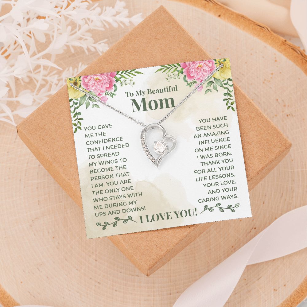 Mom Necklace Gifts for Mom from Daughter to Mom Gifts for Mothers Day from Daughter, To My Mom Necklace from Daughter to Mom Birthday Gifts Necklace with Message Card and Gift Box22 Forever Love Necklace