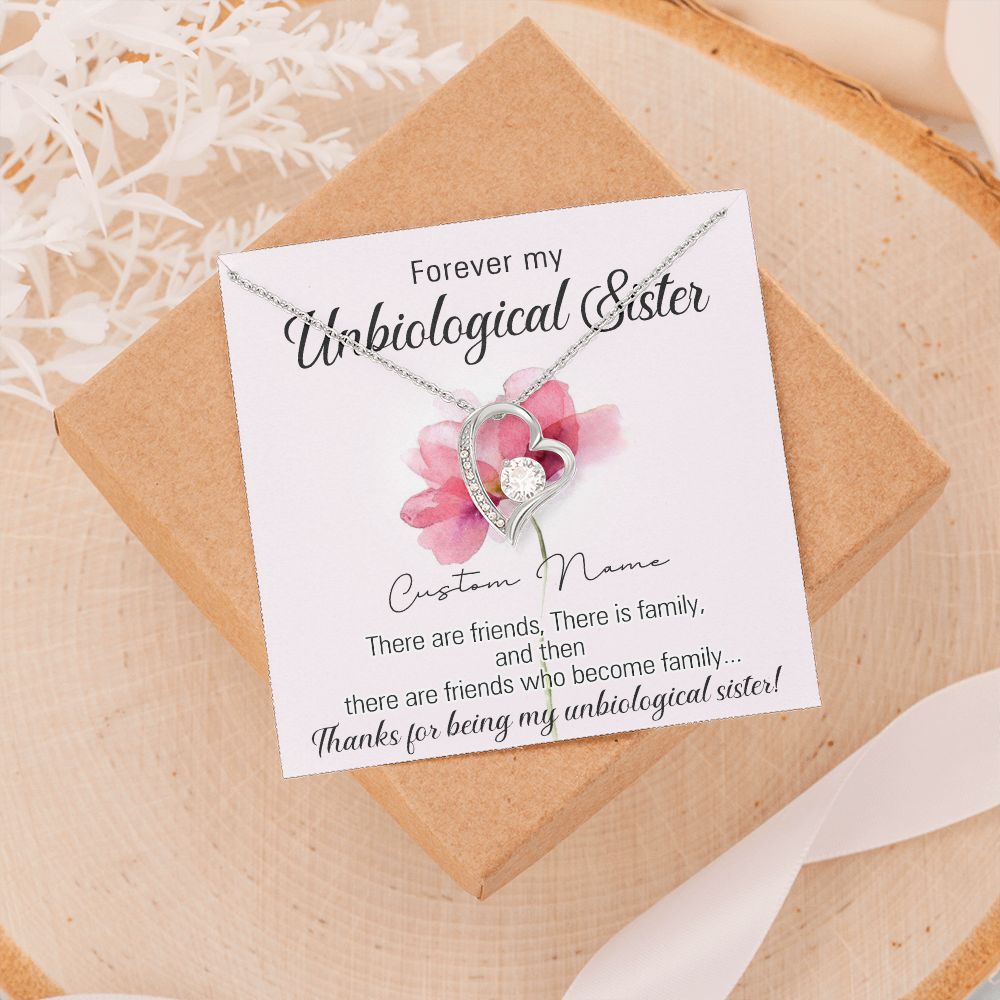 To My Unbiological Sister Necklace for Soul Sister Gift for Big Little Sorority Sister in Law Necklace for Sister Gift Tribe Jewelry Birthday Gift Idea for Best Friend 301 Forever Love Necklace