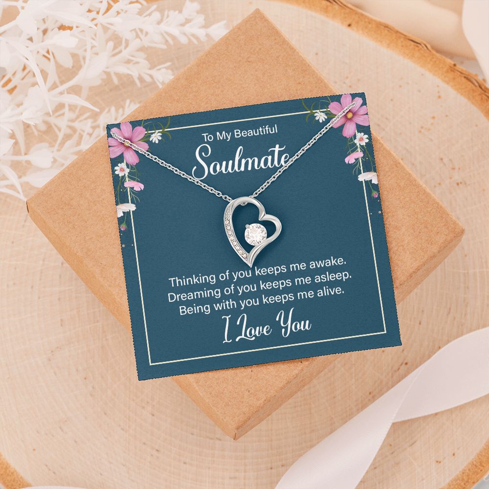 To My Soulmate Necklace for Women Birthday Christmas Jewelry Gifts For My Wife with Message Card Box Personalized Gift Present Pendant for Future Wife Soulmate Girlfriend Love 13 Forever Love Necklace