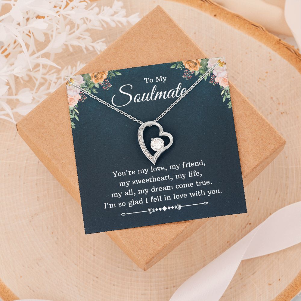 To My Soulmate Necklace for Women Birthday Christmas Jewelry Gifts For My Wife with Message Card Box Personalized Gift Present Pendant for Future Wife Soulmate Girlfriend Love 10 Forever Love Necklace
