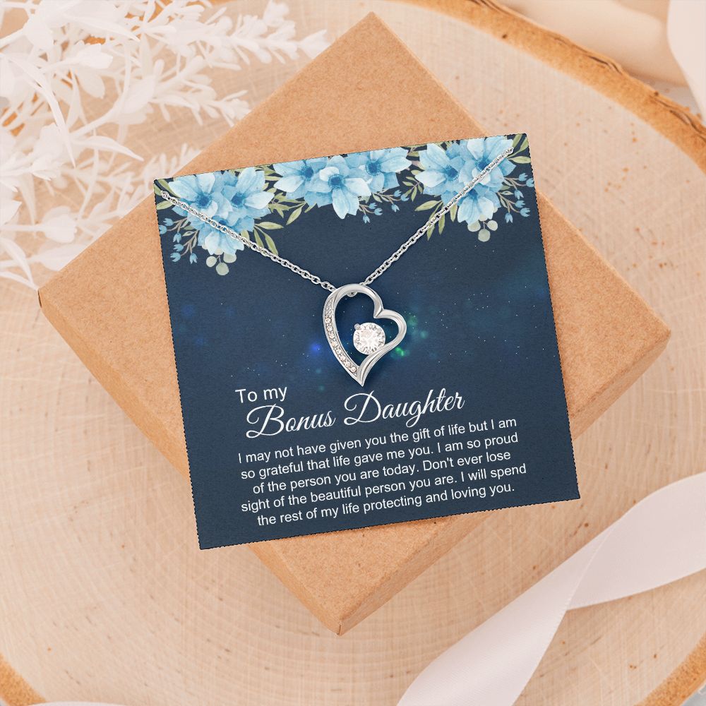 Bonus Daughter Gifts From Stepdad, Step Daughter Gifts From Stepmom, Stepdaughter Gifts From Stepdad, Father Stepdaughter Necklace, To My Bonus Daughter Necklaces, Christmas Gifts For Bonus4 Forever Love Necklace