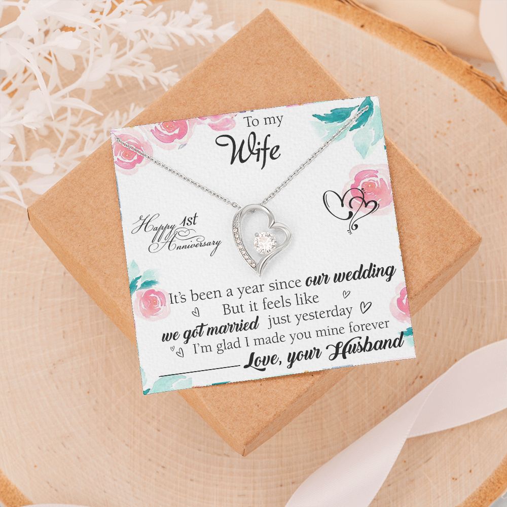 To My Wife Necklace, Wedding Anniversary Jewelry For Women, Necklace For Wife from Husband, Gift For Wife Birthday Gifts From Husband Necklace, Jewelry With Message Card In A Gift Box2 Forever Love Necklace
