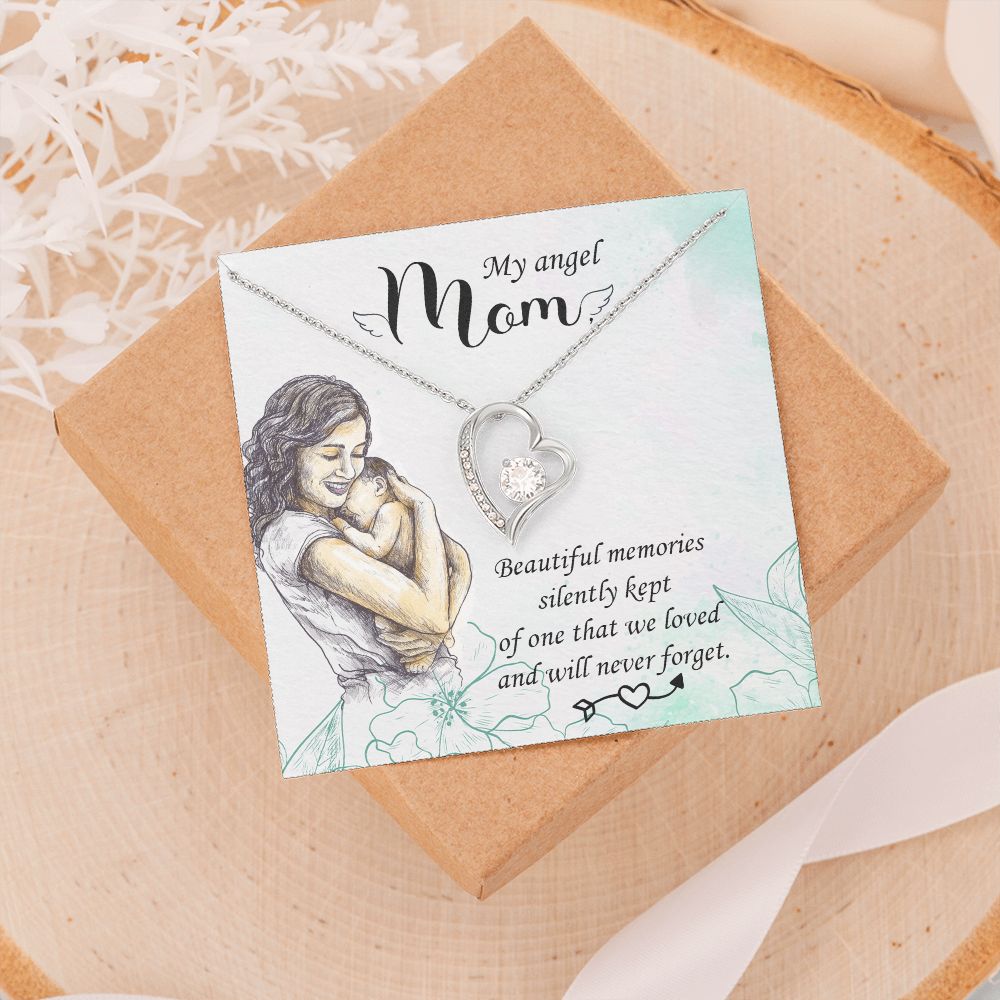 To My Mom Mother My Angel Necklace Pendant Gift From Daughter Beautiful Memories With Message Card Gift For Mom Forever Love Necklace