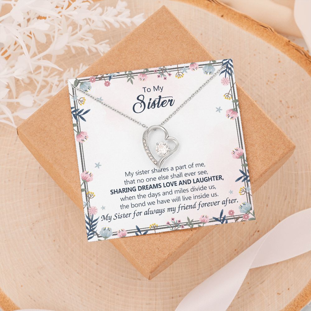 To My Sister Necklace Pendant Inspirational Jewelry For Women Teen Girl Family and Friendship Gifts Sisters Gifts Idea Sister Jewelry Necklace for Sisters Gift for Sister 301 Forever Love Necklace