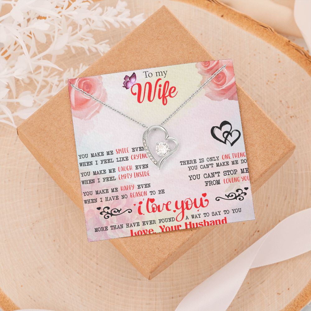To My Wife Necklace, Wedding Anniversary Jewelry For Women, Necklace For Wife from Husband, Gift For Wife Birthday Gifts From Husband Necklace, Jewelry With Message Card In A Gift Box3 Forever Love Necklace