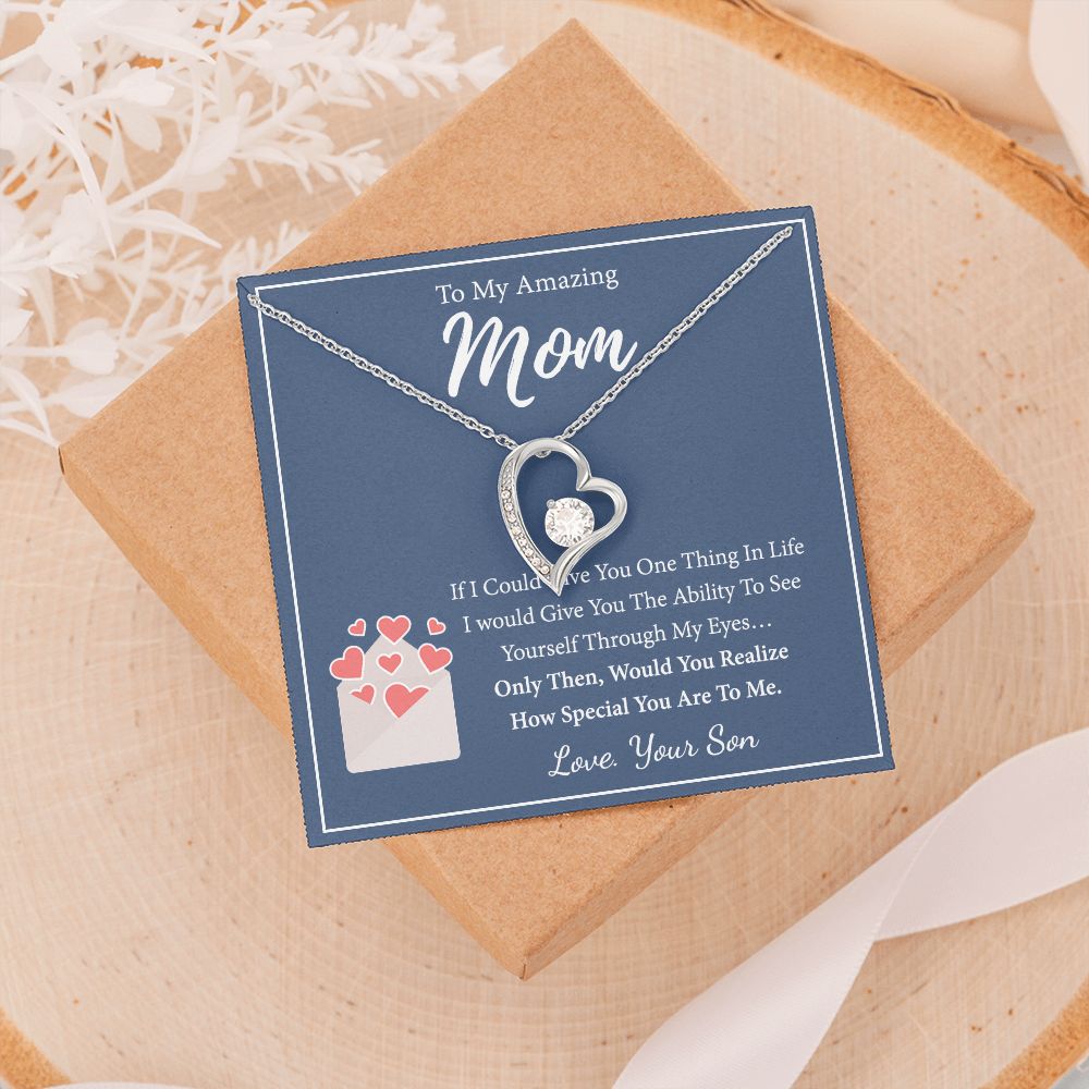 Mom Necklace Gifts for Mom from Daughter to Mom Gifts for Mothers Day from Daughter, To My Mom Necklace from Daughter to Mom Birthday Gifts Necklace with Message Card and Gift Box2238 Forever Love Necklace