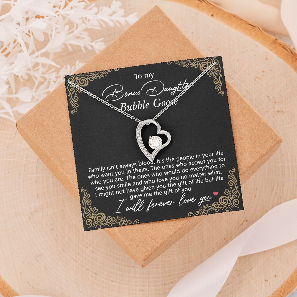 Bonus Daughter Gifts From Stepdad, Step Daughter Gifts From Stepmom, Stepdaughter Gifts From Stepdad, Father Stepdaughter Necklace, To My Bonus Daughter Necklaces, Christmas Gifts For Bonus9 Forever Love Necklace