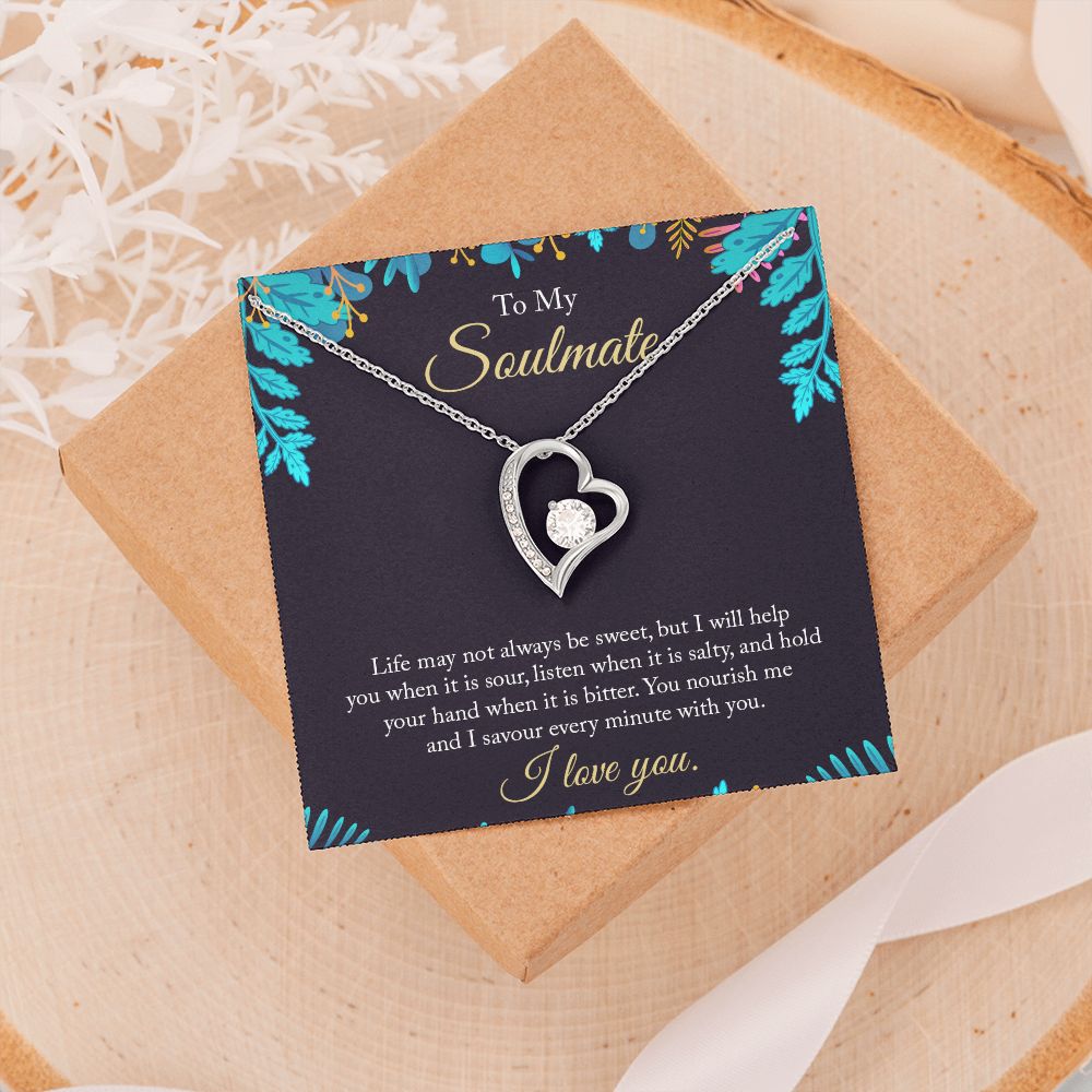 To My Soulmate Necklace for Women Birthday Christmas Jewelry Gifts For My Wife with Message Card Box Personalized Gift Present Pendant for Future Wife Soulmate Girlfriend Love 16 Forever Love Necklace