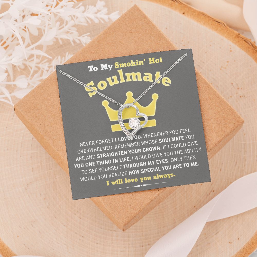 To My Soulmate Necklace for Women Birthday Valentines Day Jewelry Gifts For My Wife with Message Card Box Personalized Gift Present Pendant for Future Wife Soulmate Girlfriend Love 8 Forever Love Necklace